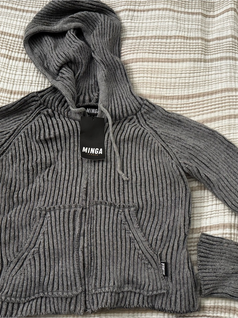 Minga London Ribbed Knit Hoodie